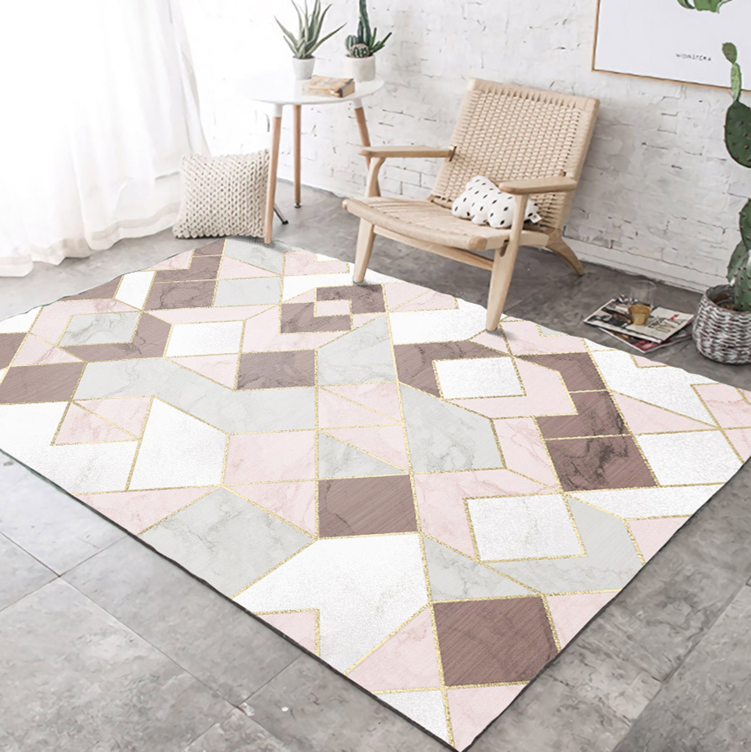 3D Colored Geometric Pattern WG320 Non Slip Rug Mat Mat AJ Creativity Home