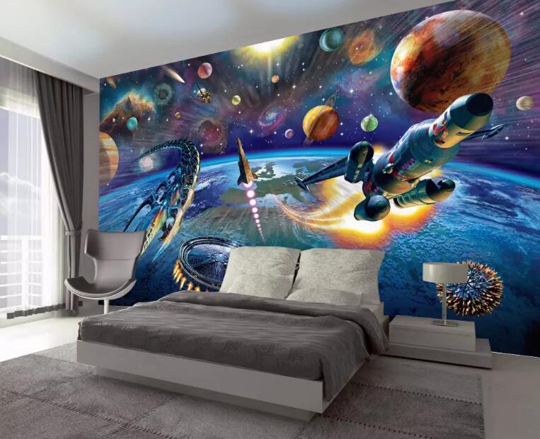3D Earth Rocket WG823 Wall Murals