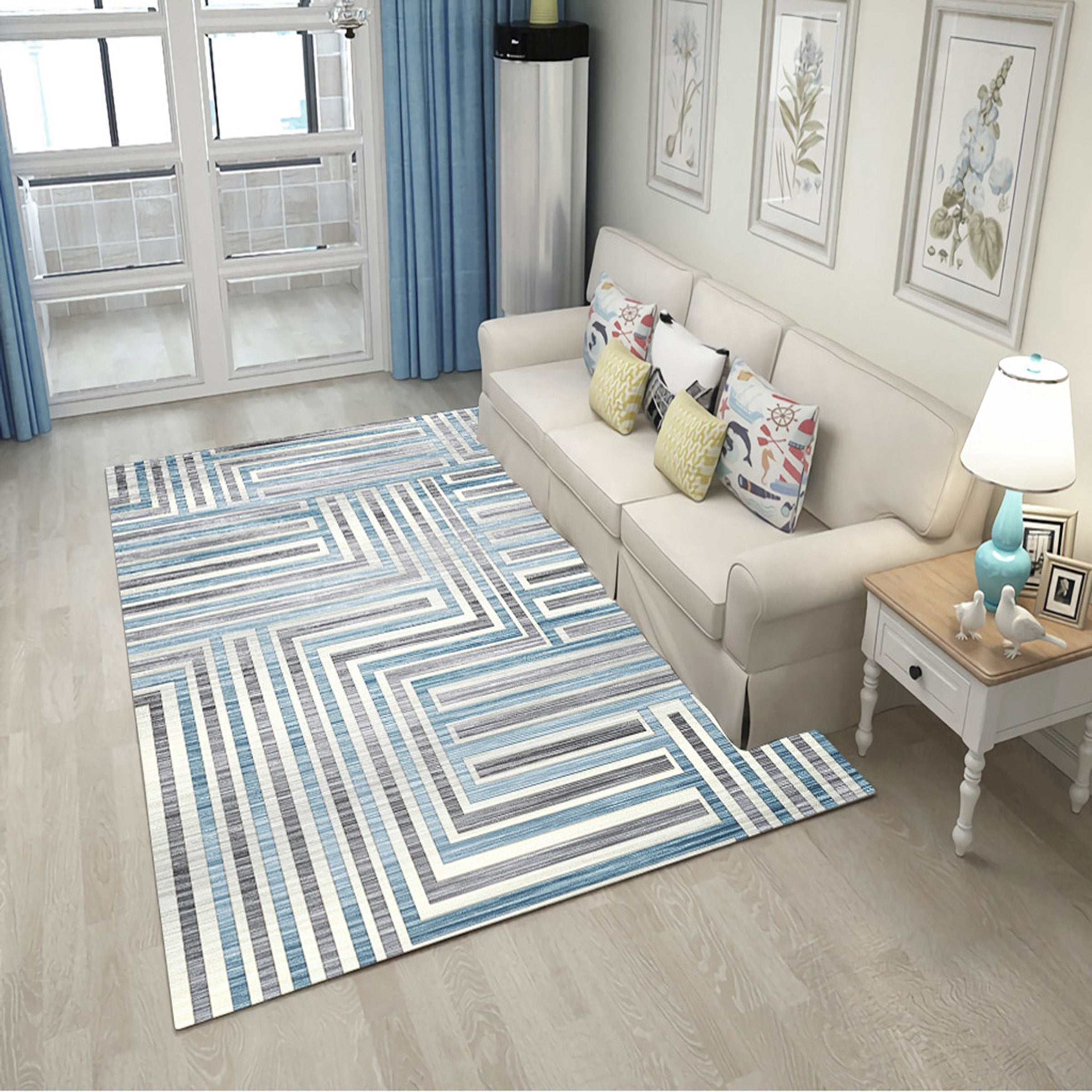 3D Light Green Stripes WG071 Non Slip Rug Mat Mat AJ Creativity Home