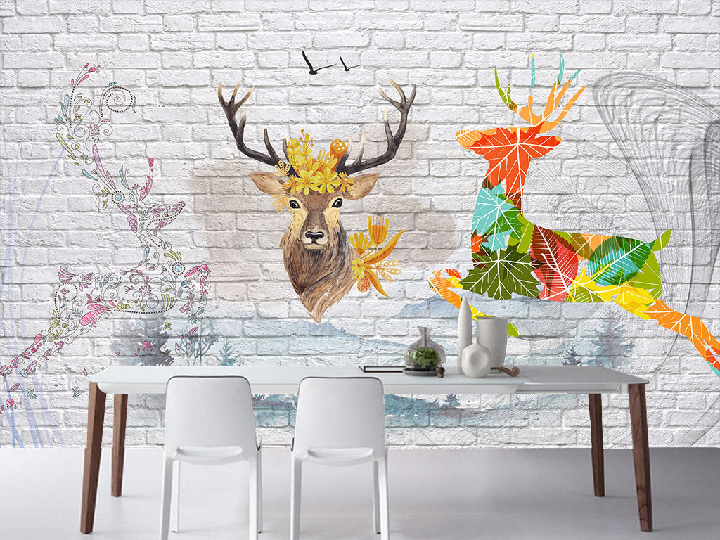3D Daisy Deer WG105 Wall Murals