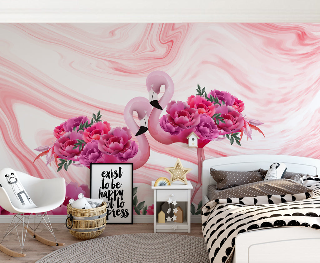 3D Flamingo Flower WG227 Wall Murals