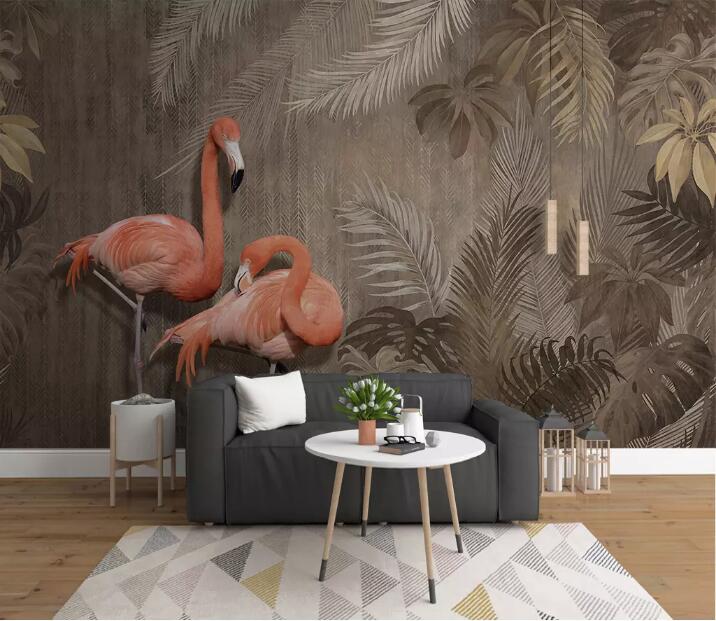 3D Flamingo Cute WG1133 Wall Murals