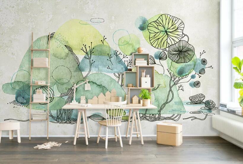 3D Lotus Leaf WC094 Wall Murals