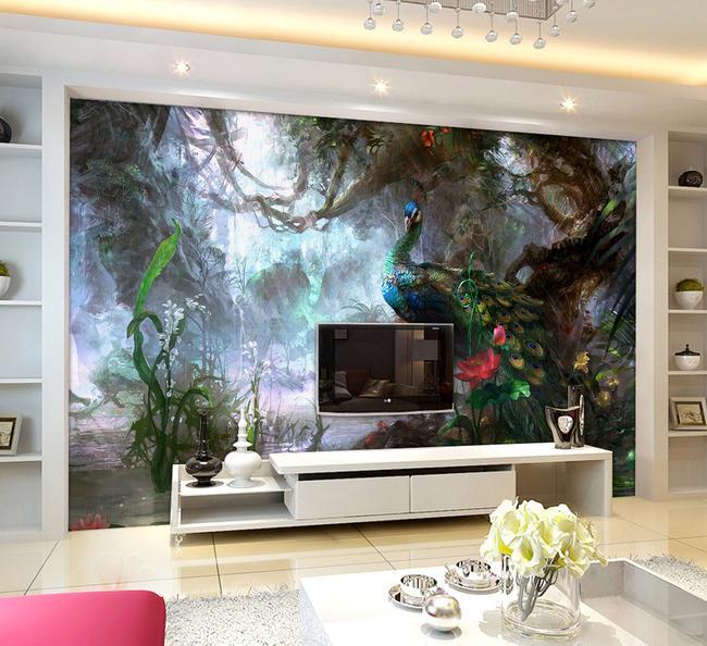 3D Peacock Forest 605 Wall Murals Wallpaper AJ Wallpaper 2