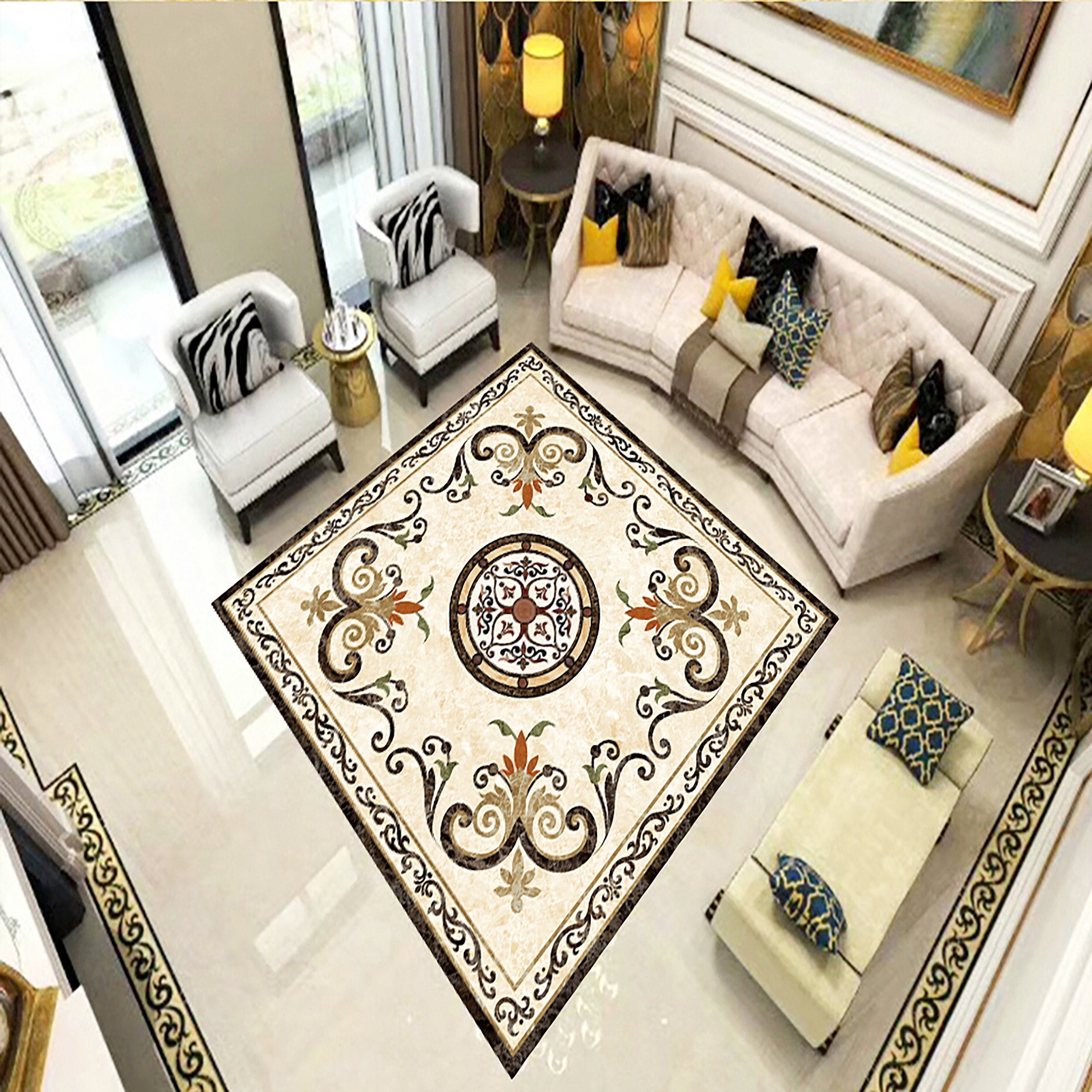 3D Black Pattern WG112 Floor Mural Wallpaper AJ Wallpaper 2