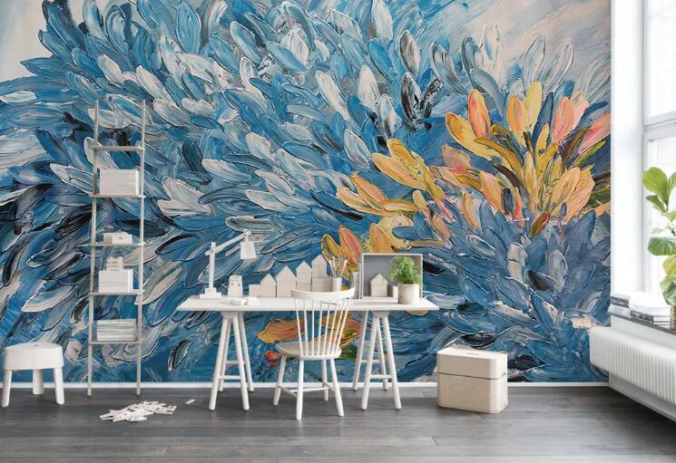 3D Blue Feather WG681 Wall Murals