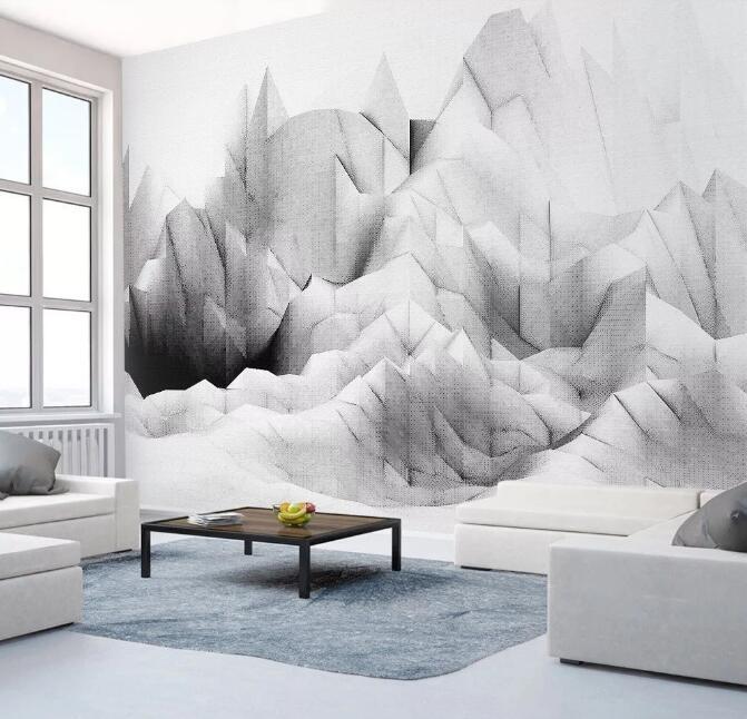 3D Black Mountain Range 090 Wall Murals Wallpaper AJ Wallpaper 2
