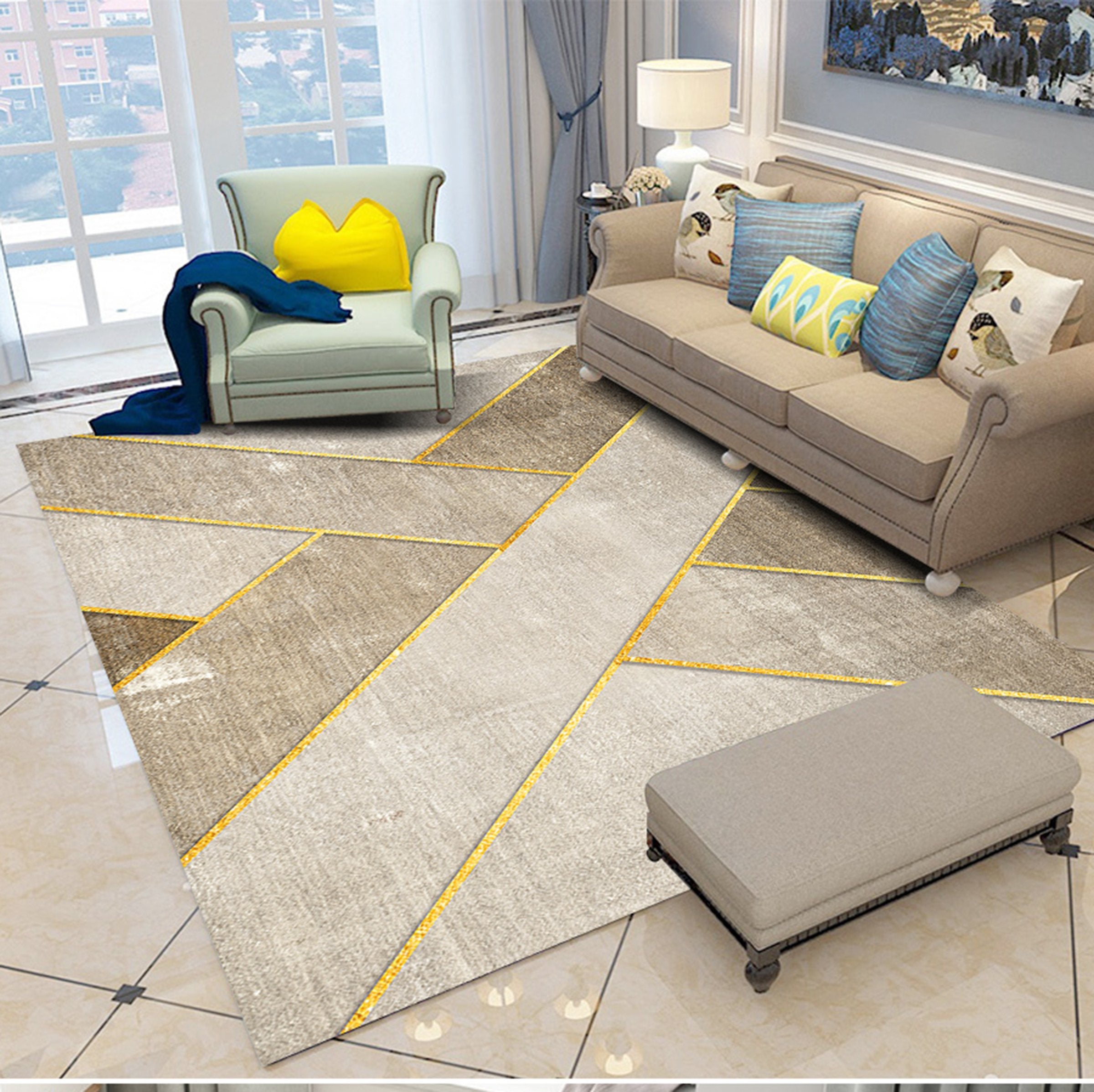 3D Color Geometry WG212 Non Slip Rug Mat Mat AJ Creativity Home