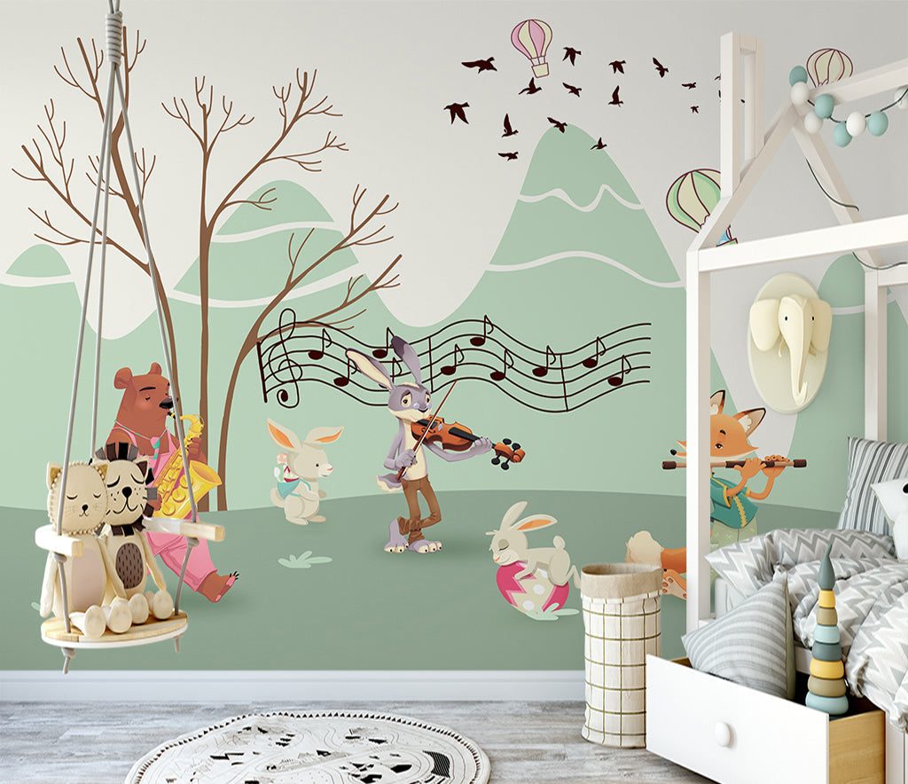3D Animal Music WC002 Wall Murals