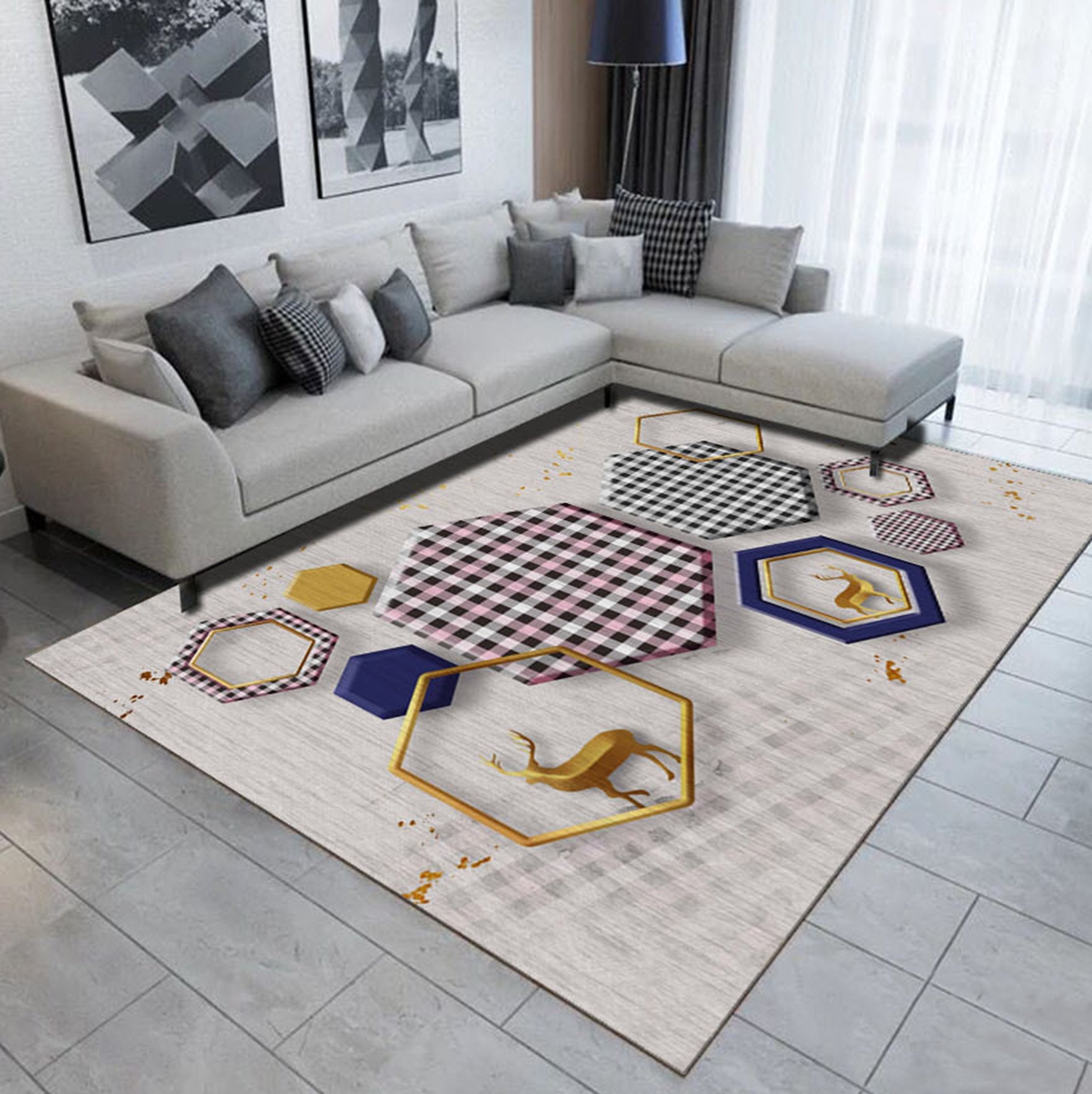 3D Color Geometry WG499 Non Slip Rug Mat Mat AJ Creativity Home