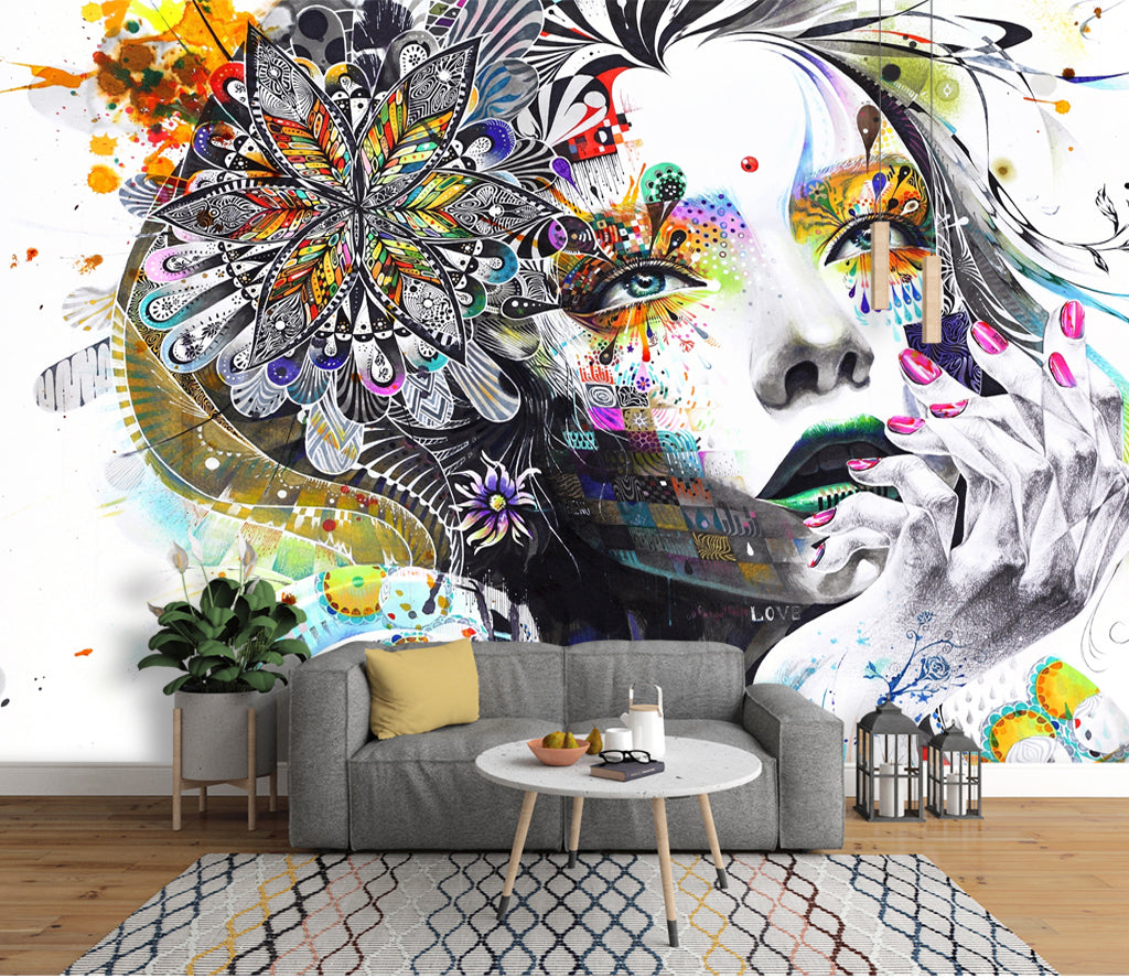 3D Painted Woman WG123 Wall Murals