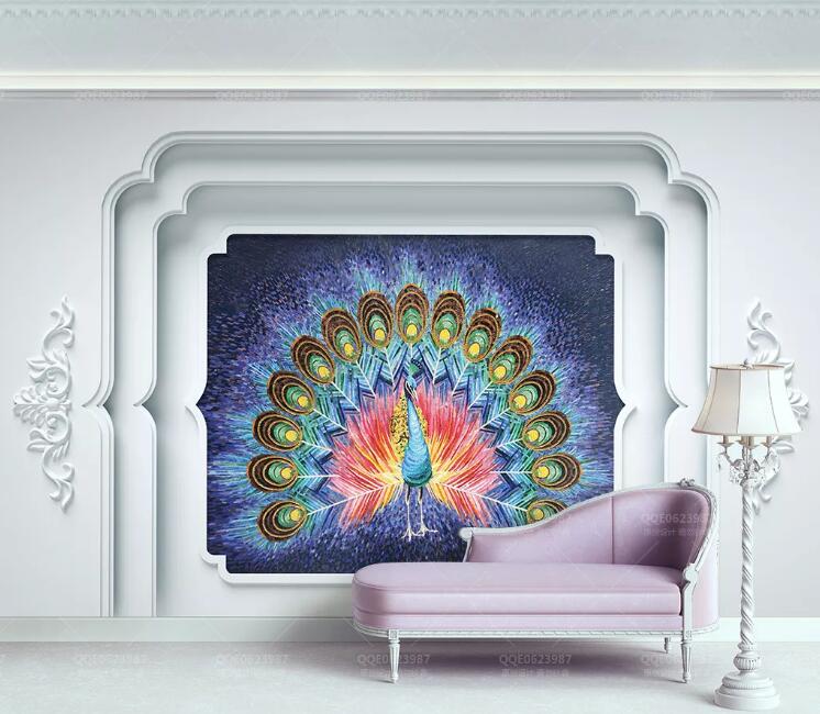 3D Peacock WC226 Wall Murals
