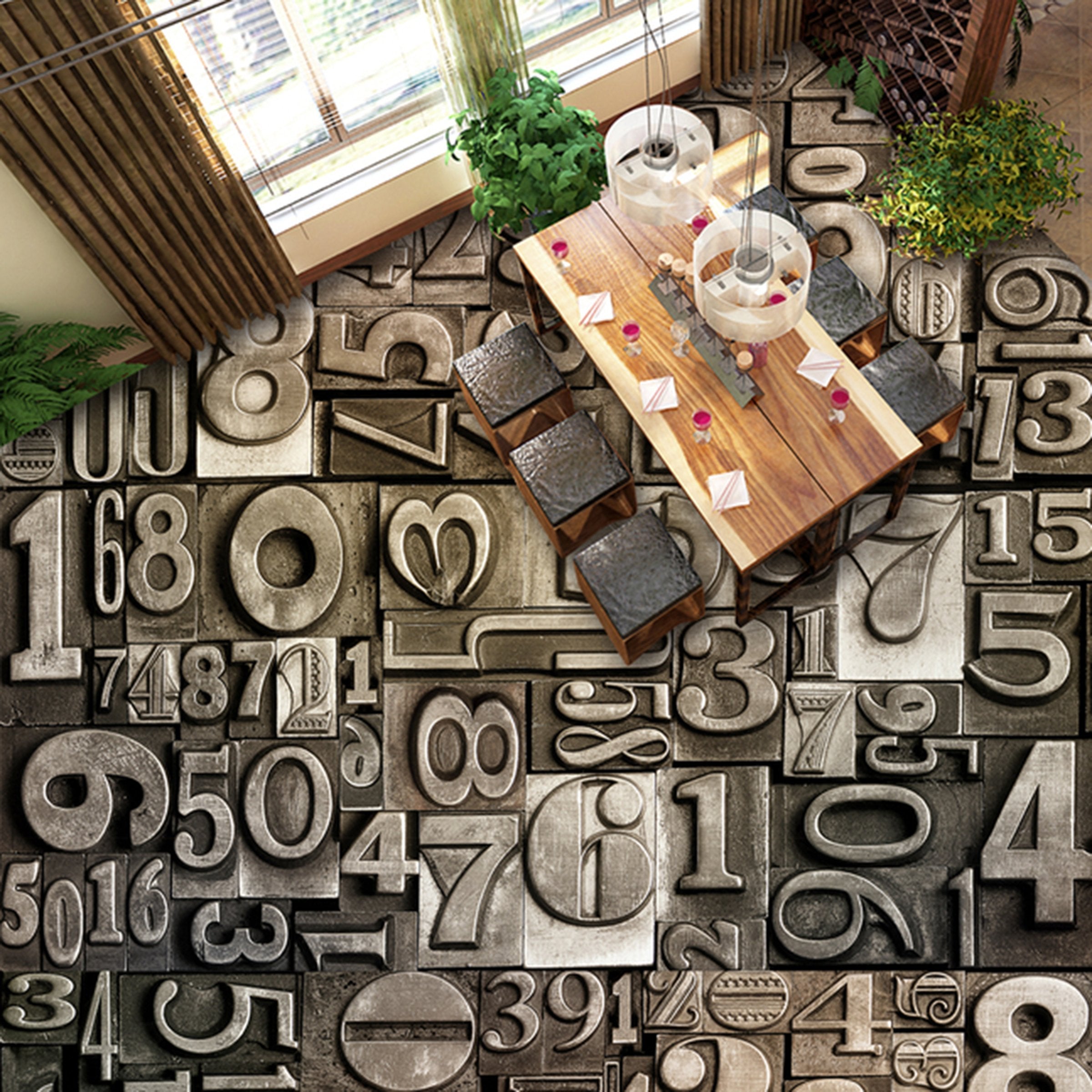 3D Arabic Numerals WG286 Floor Mural Wallpaper AJ Wallpaper 2