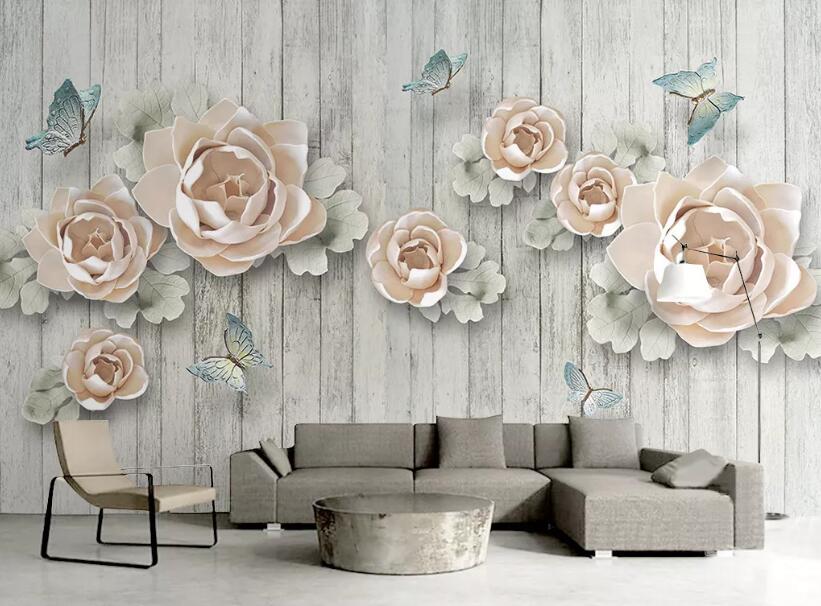 3D Flower Butterfly 349 Wall Murals Wallpaper AJ Wallpaper 2
