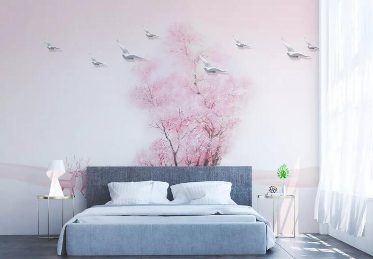 3D Pink Tree 624 Wall Murals Wallpaper AJ Wallpaper 2