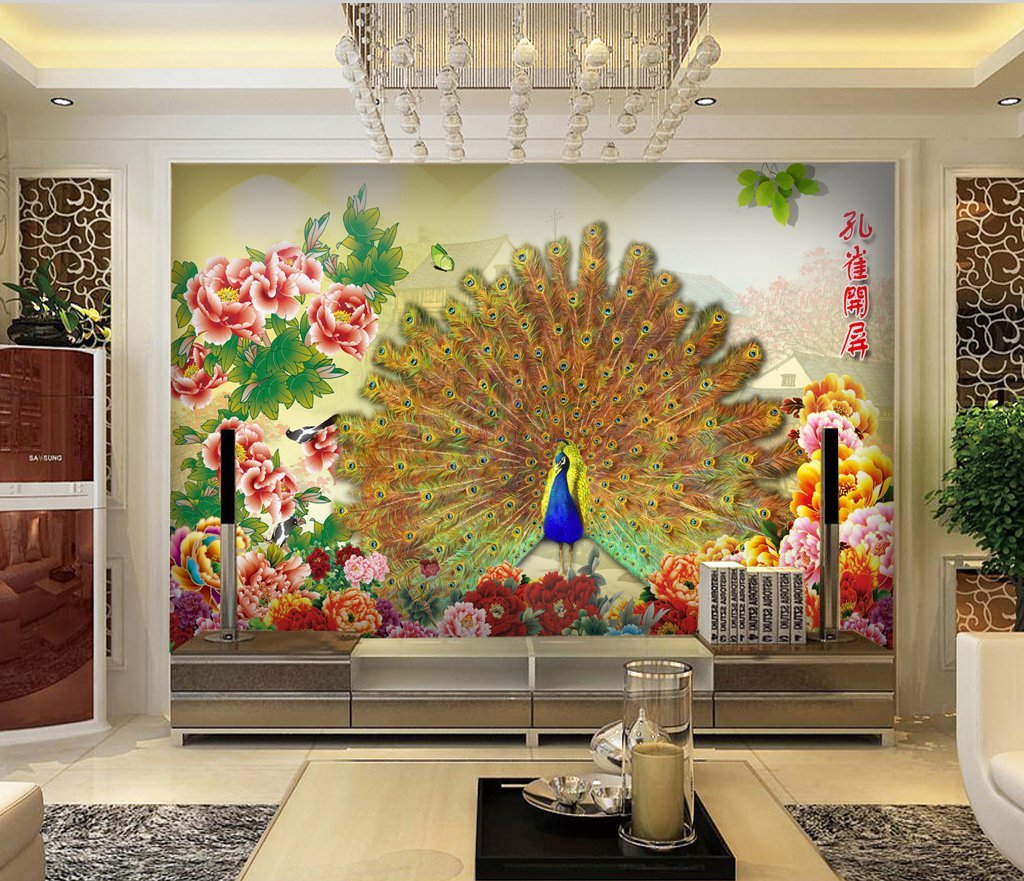 3D Peacock Opening 602 Wall Murals Wallpaper AJ Wallpaper 2