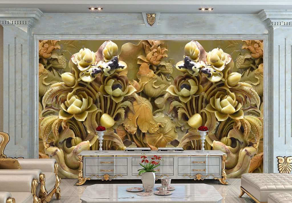 3D Carving Flowers 610 Wall Murals Wallpaper AJ Wallpaper 2