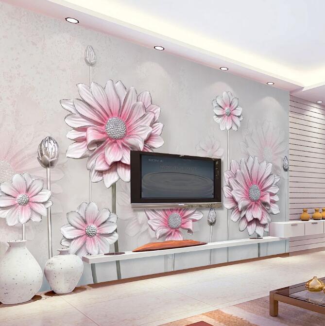 3D Pink Flowers 194 Wall Murals Wallpaper AJ Wallpaper 2