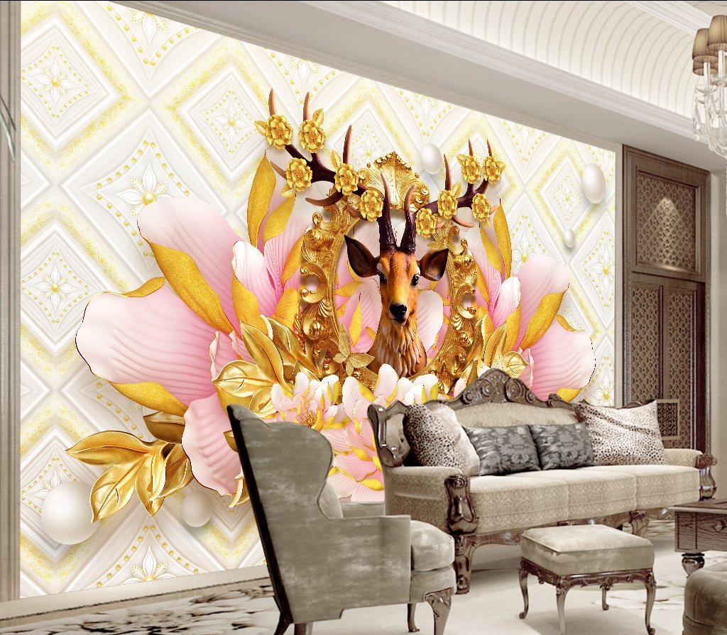 3D Flower Elk 78 Wall Murals Wallpaper AJ Wallpaper 2