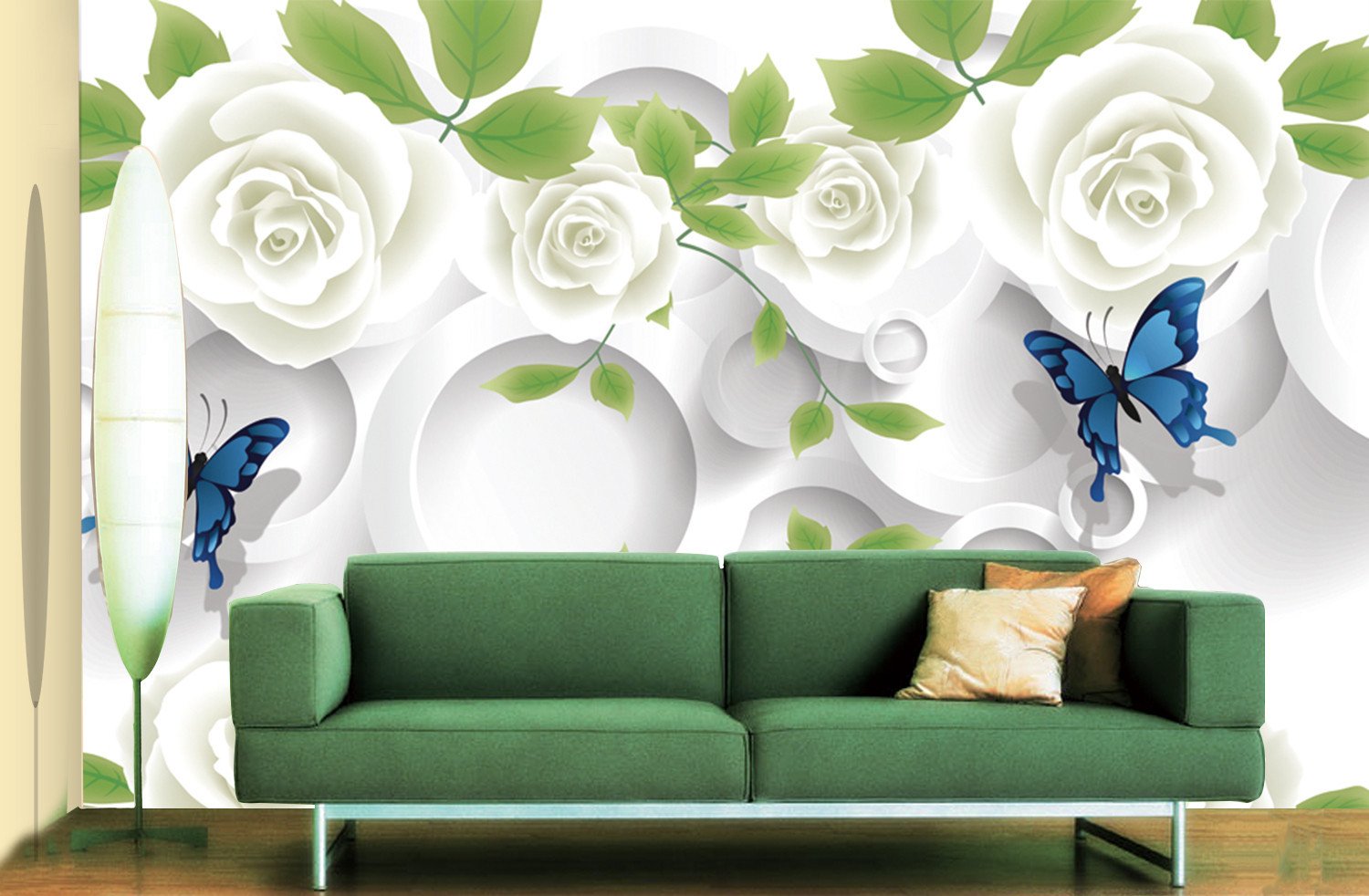 3D White Rose And Butterfly 672 Wallpaper AJ Wallpaper 2