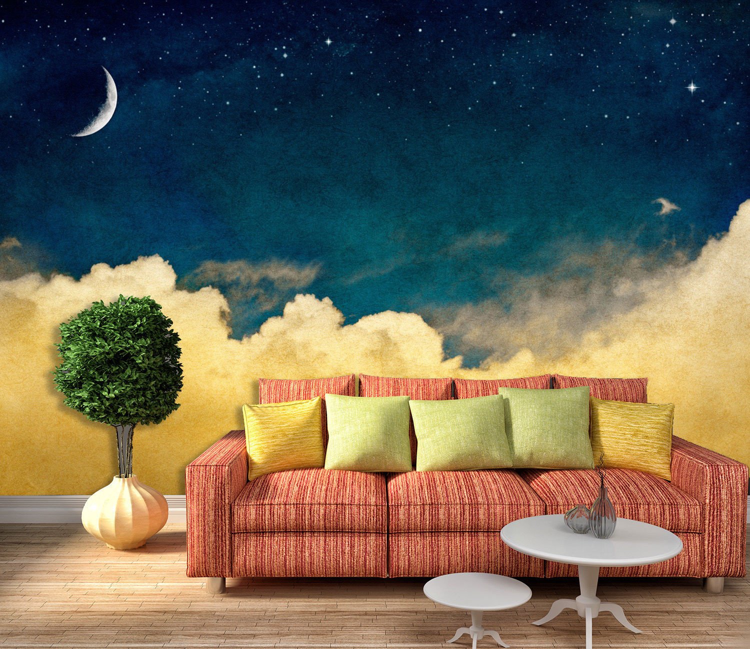 3D Funny Clowns 367 Wall Paper 255cm wide and 215cm high + 3D Night Clouds Sky 140 WallPaper Both In Woven Paper AJ Wallpaper Wall Murals - WorldWide Delivery | AJ