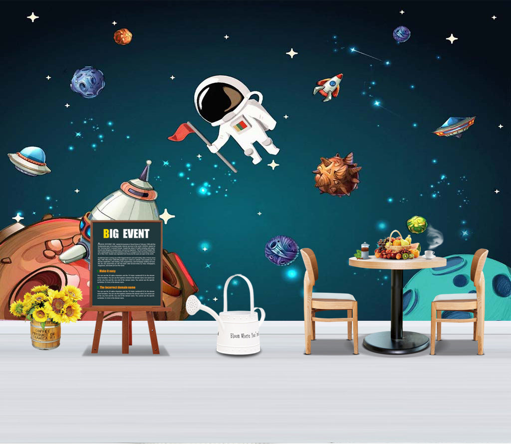 3D Cartoon Astronaut WG443 Wall Murals