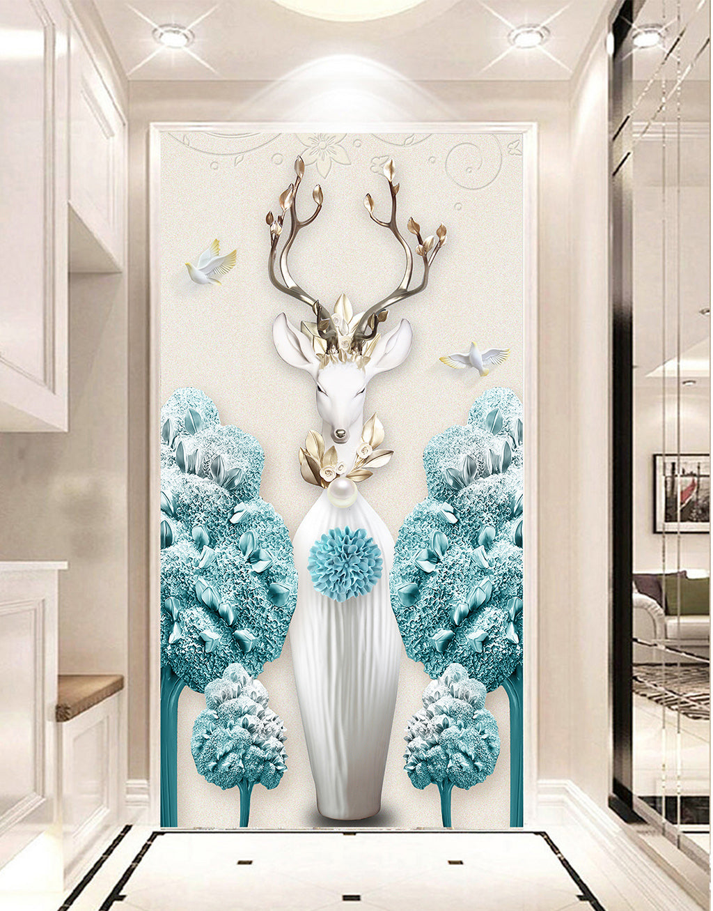 3D Pearl Deer WG110 Wall Murals