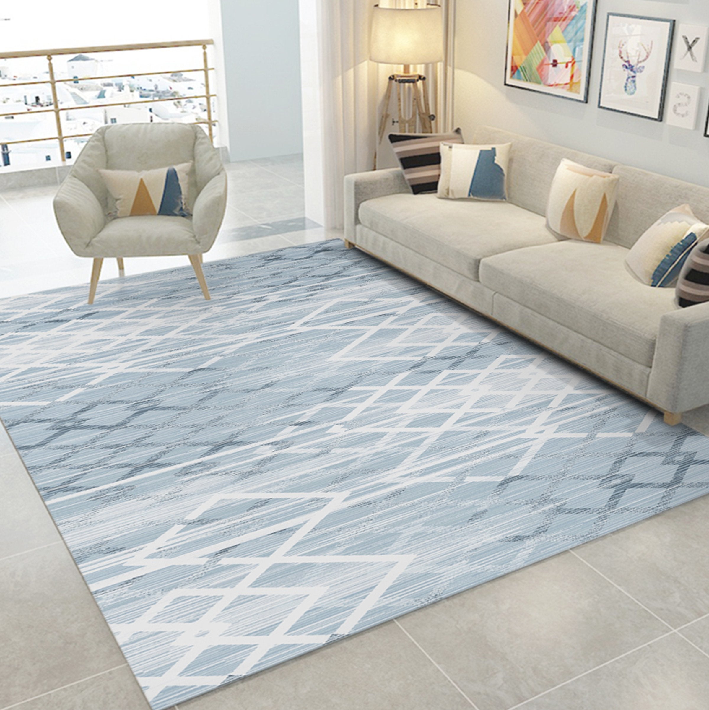 3D White Gray Stripes WG047 Non Slip Rug Mat Mat AJ Creativity Home