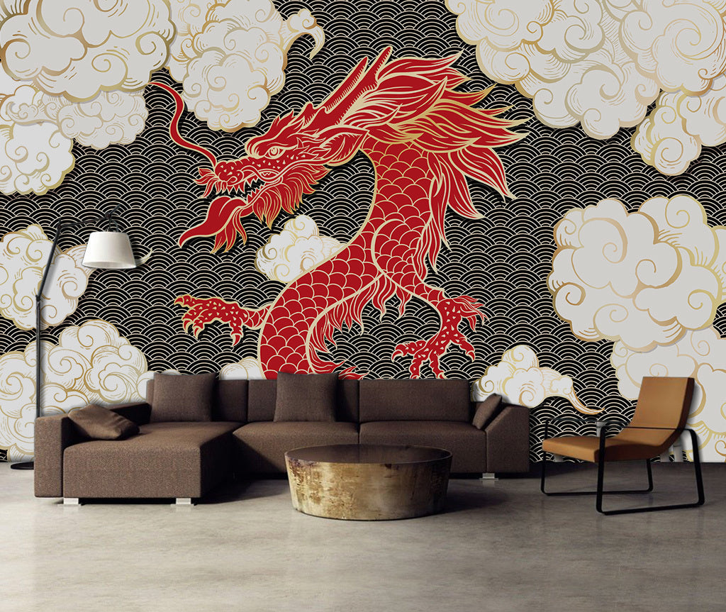3D Red Dragon WC055 Wall Murals