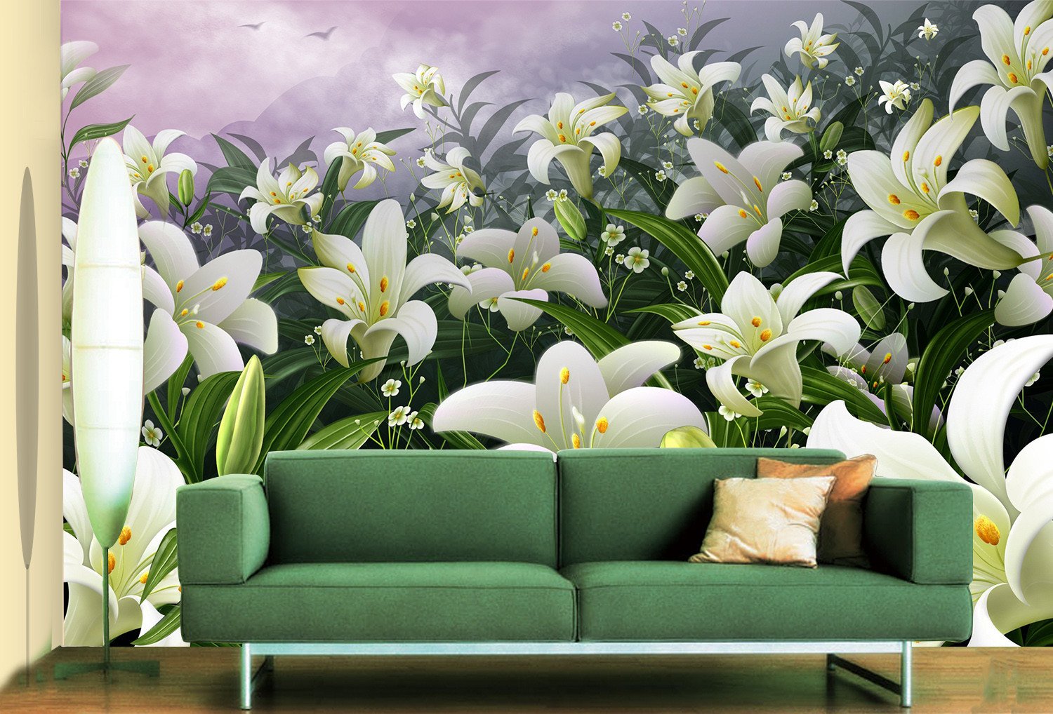 3D White Lily Flower Manor 57 Wallpaper AJ Wallpaper