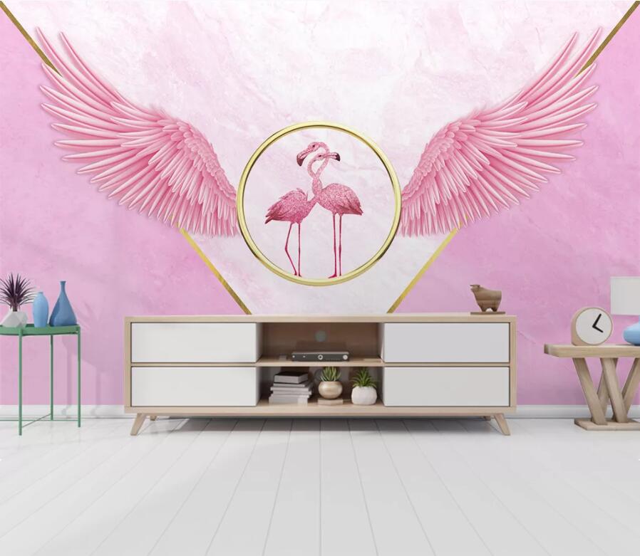 3D Flamingo Wings WC2541 Wall Murals