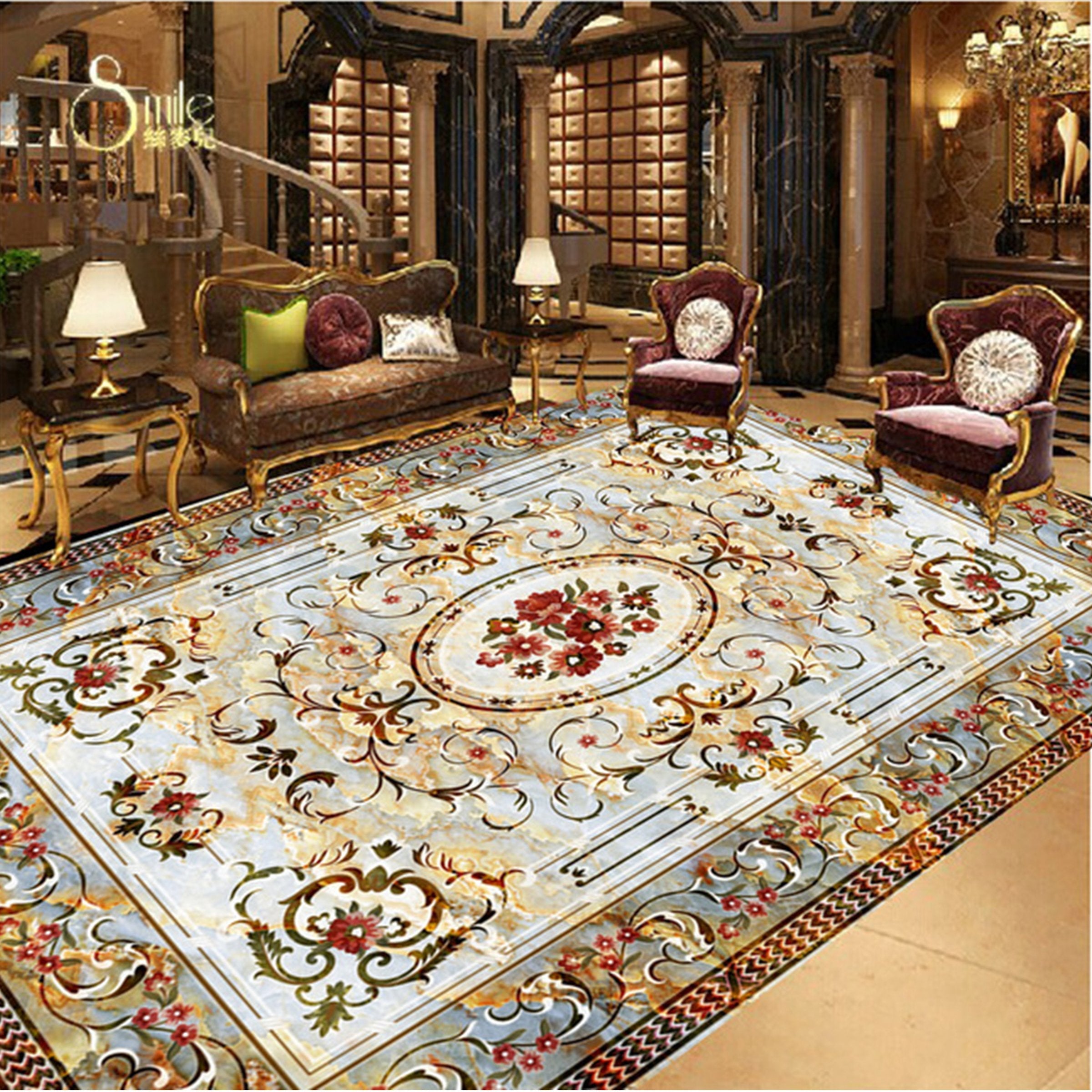 3D Religious Pattern WG007 Floor Mural Wallpaper AJ Wallpaper 2