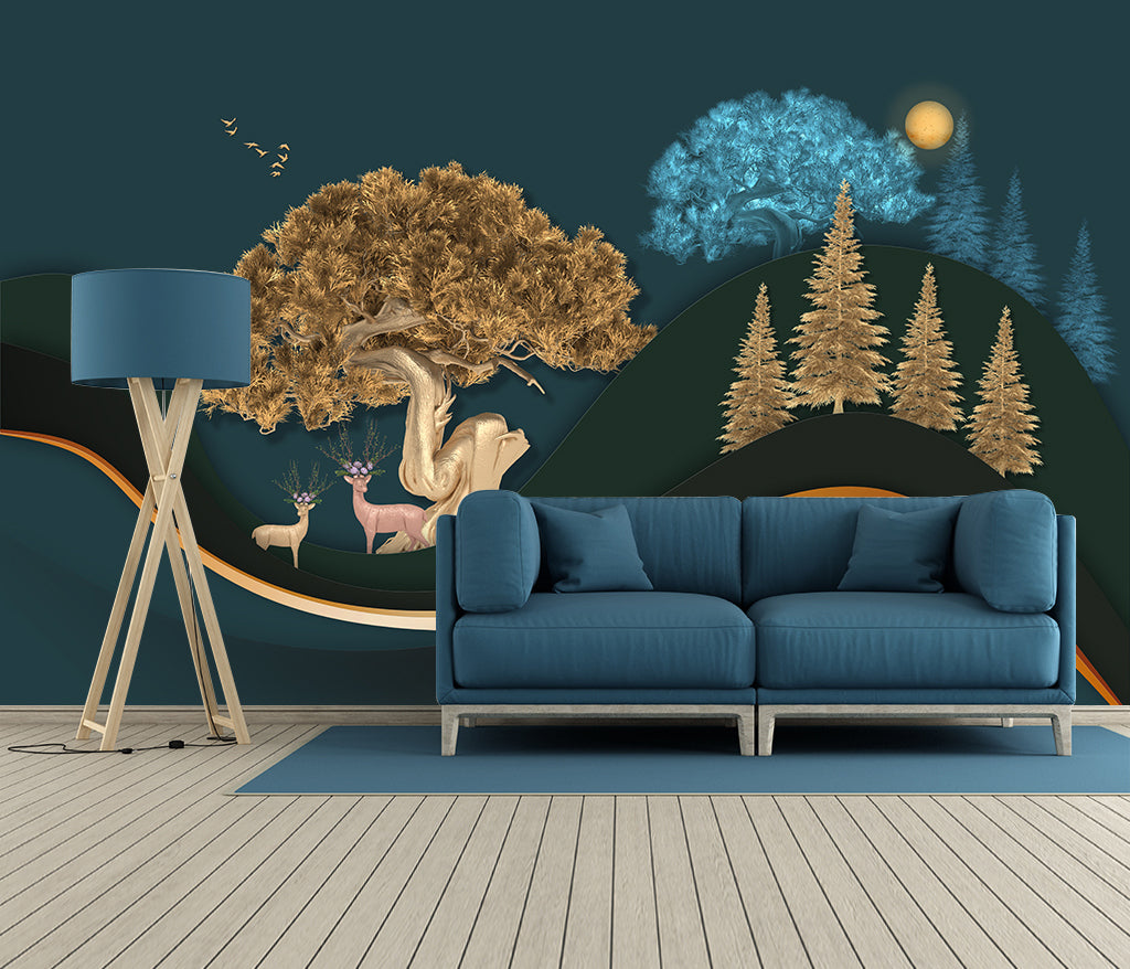 3D Fallow Deer Grove WC066 Wall Murals