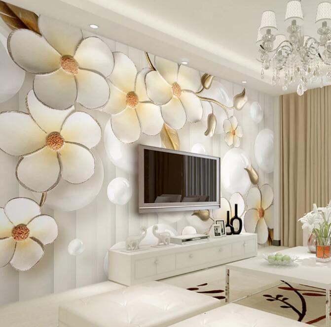 3D Golden Flowers 196 Wall Murals Wallpaper AJ Wallpaper 2