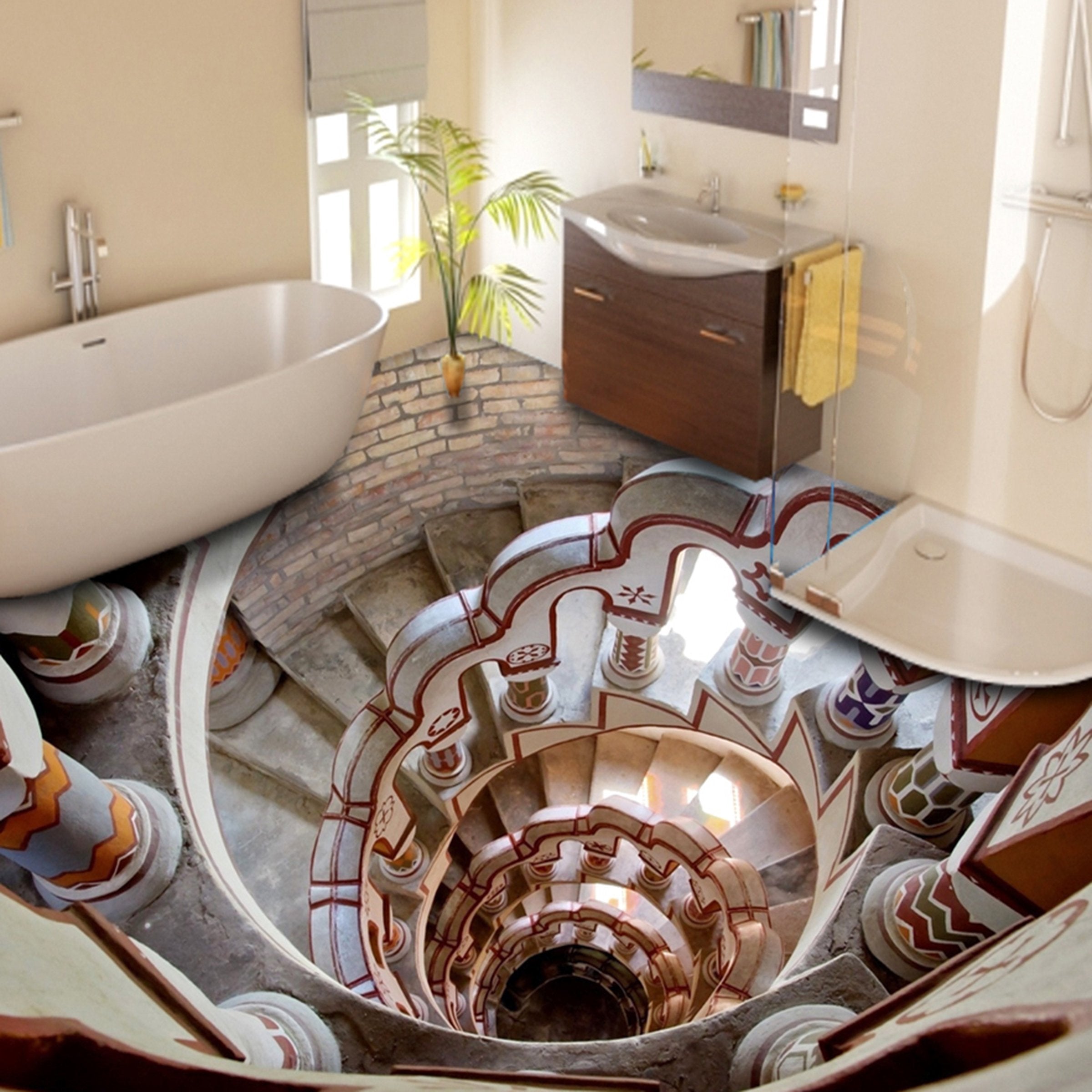 3D Swirl Pattern WG245 Floor Mural Wallpaper AJ Wallpaper 2