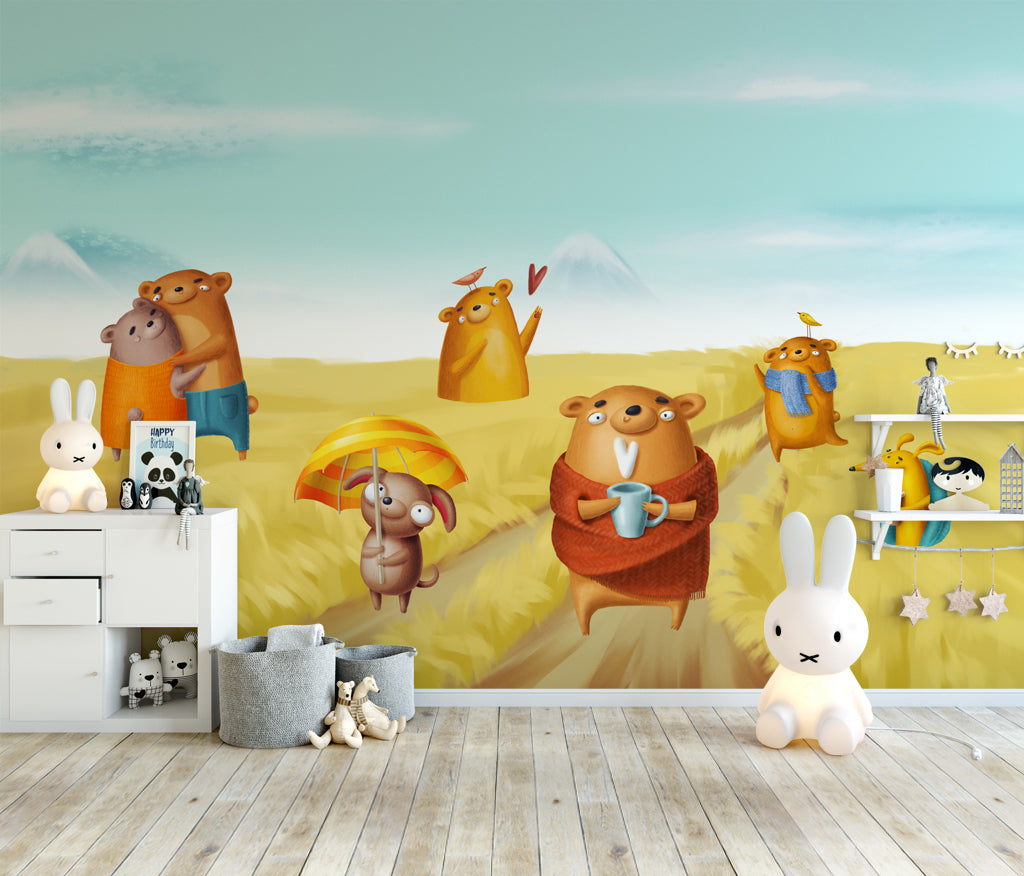 3D Wheat Field Pig WG445 Wall Murals