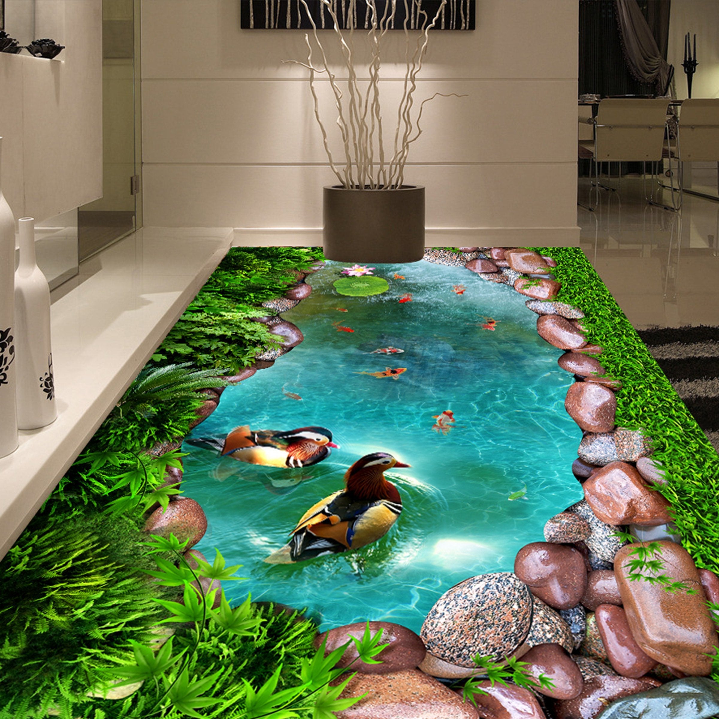 3D River Otter WG751 Floor Mural Wallpaper AJ Wallpaper 2