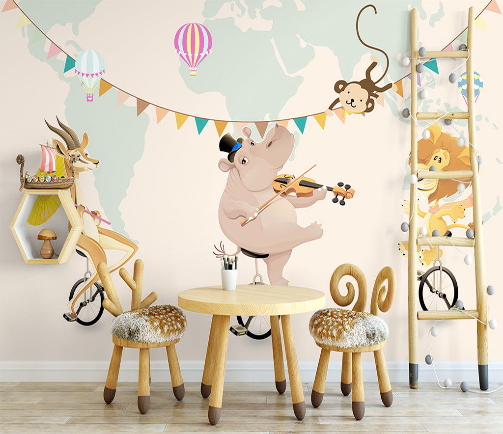 3D Hippo Violin WG441 Wall Murals