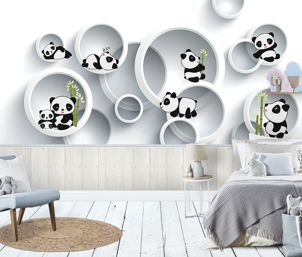 3D Cute Panda WG440 Wall Murals