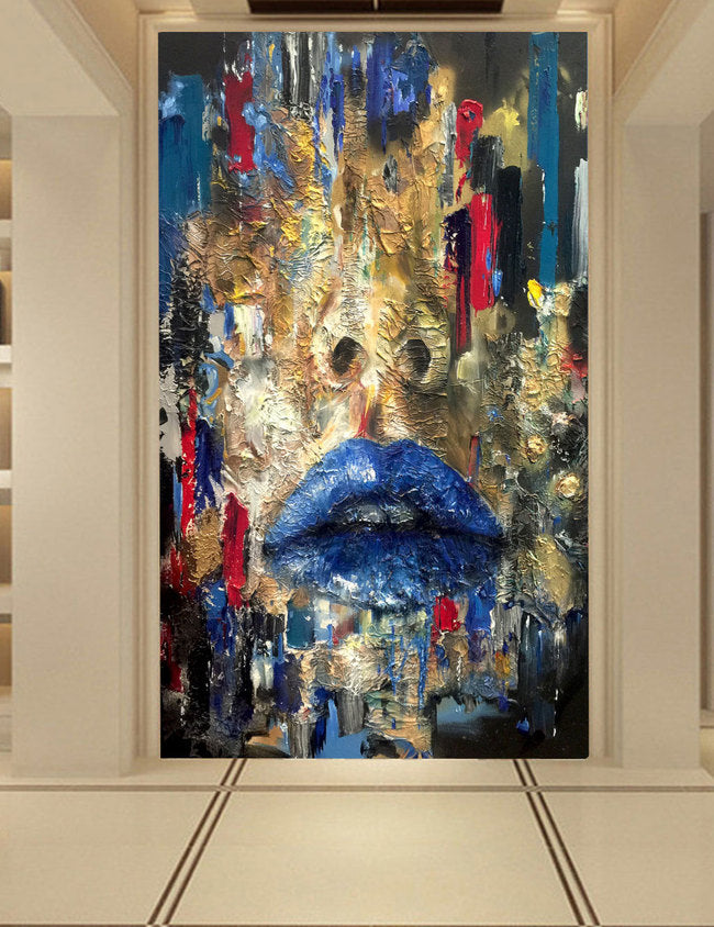 3D Blue Lips WG099 Wall Murals