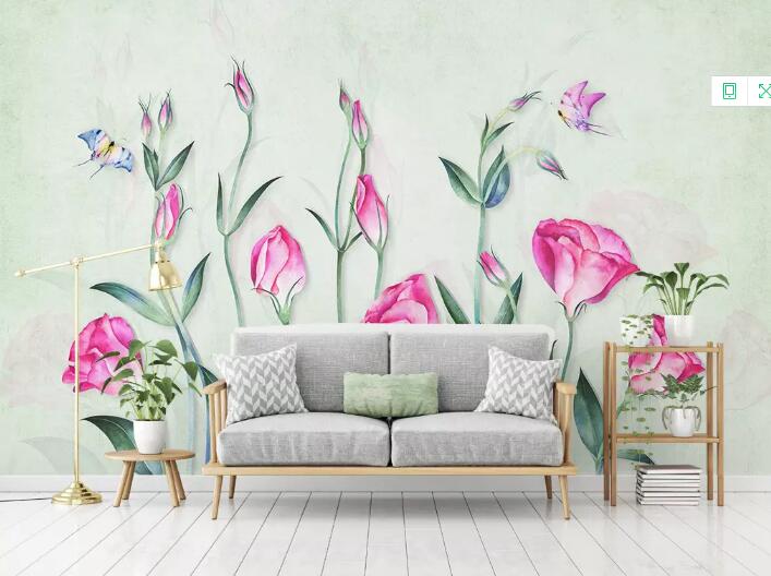 3D Pink Flowers WG03 Wall Murals Wallpaper AJ Wallpaper 2