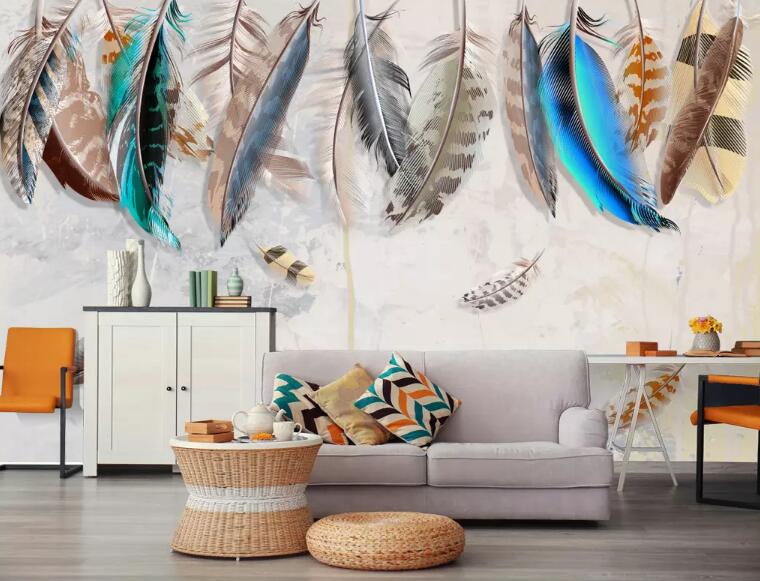 3D Feather Drop WG849 Wall Murals
