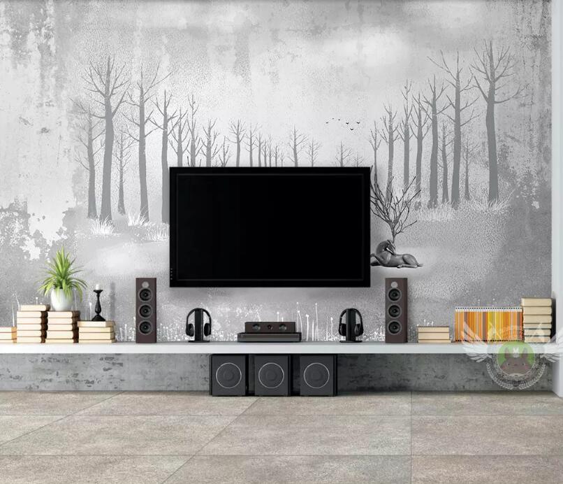 3D Grey Forest 275 Wall Murals Wallpaper AJ Wallpaper 2