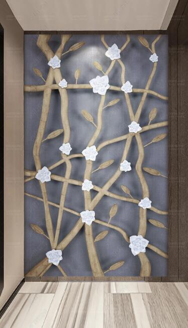 3D White Plum WC287 Wall Murals