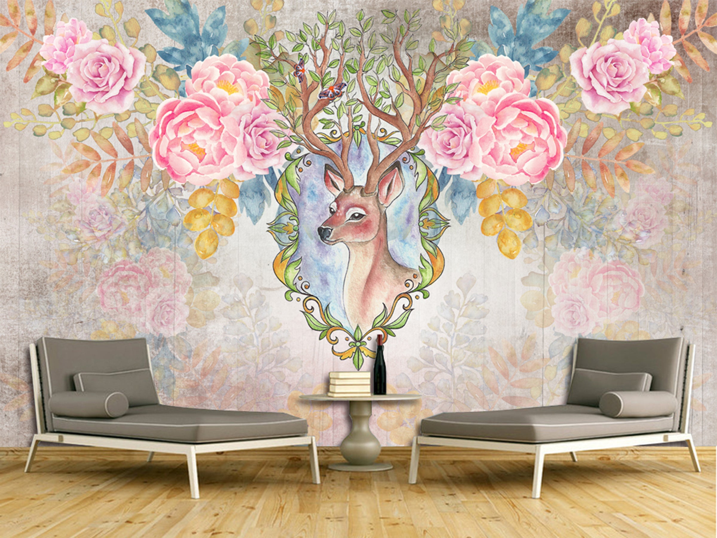 3D Saffron Deer WG104 Wall Murals