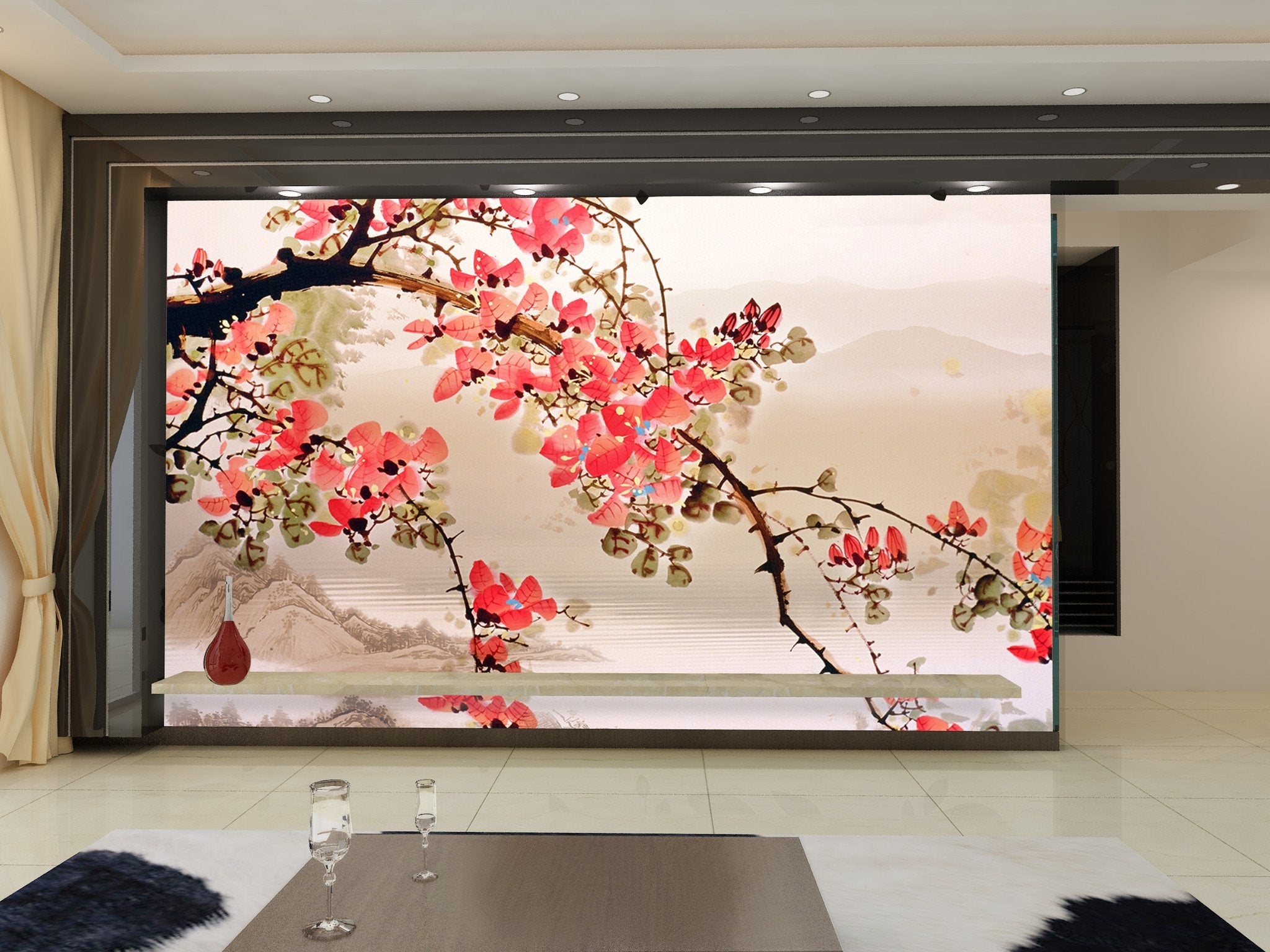 Flowers Bloom And Mountain Wallpaper AJ Wallpaper 1