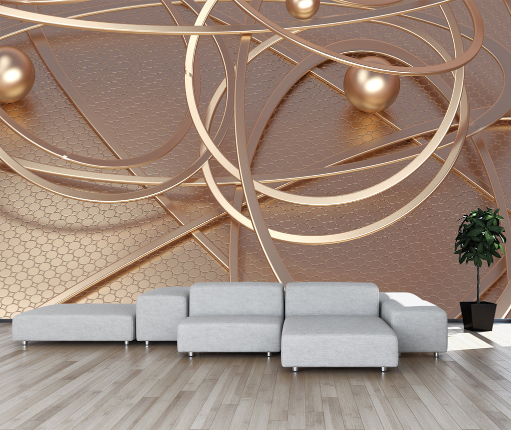 3D Golden Beads WG386 Wall Murals