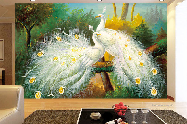 3D White Peacock WG060 Wall Murals