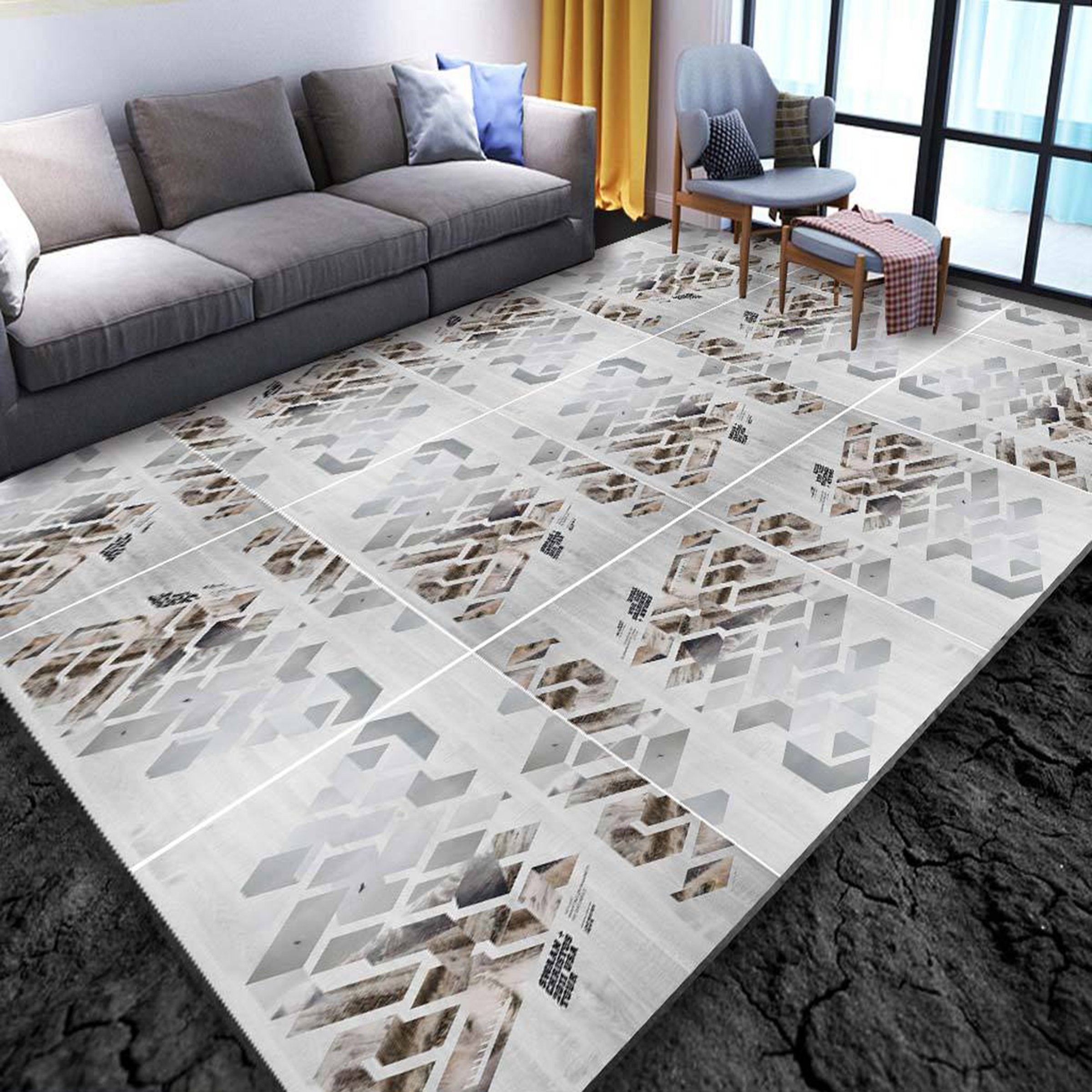 3D Color Geometry WG227 Non Slip Rug Mat Mat AJ Creativity Home