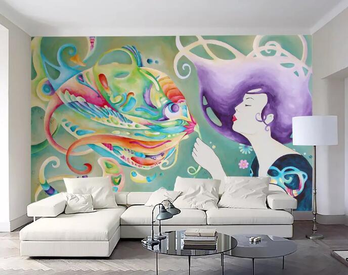 3D Beauty Fish 034 Wall Murals Wallpaper AJ Wallpaper 2